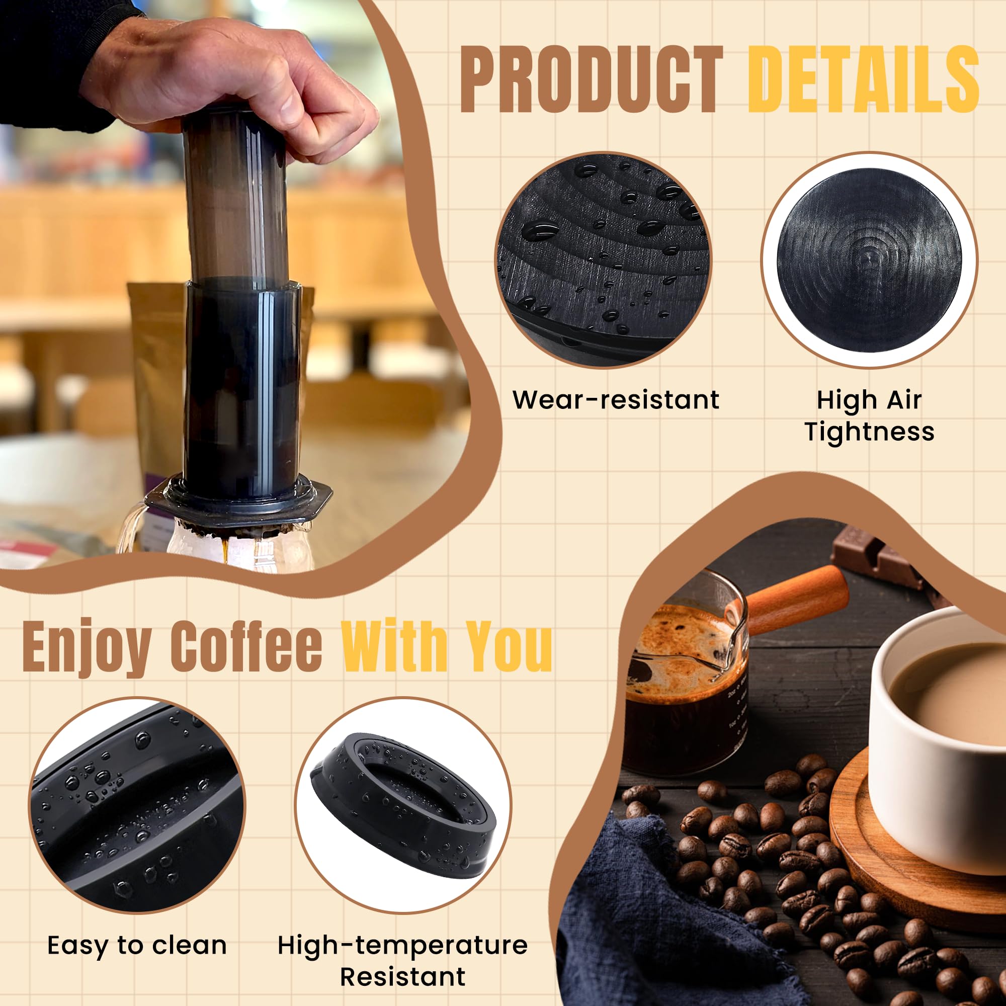 AMI PARTS Kolben Gummidichtung teil für AeroPress Kaffee- und Espressokocher (2 Stück)