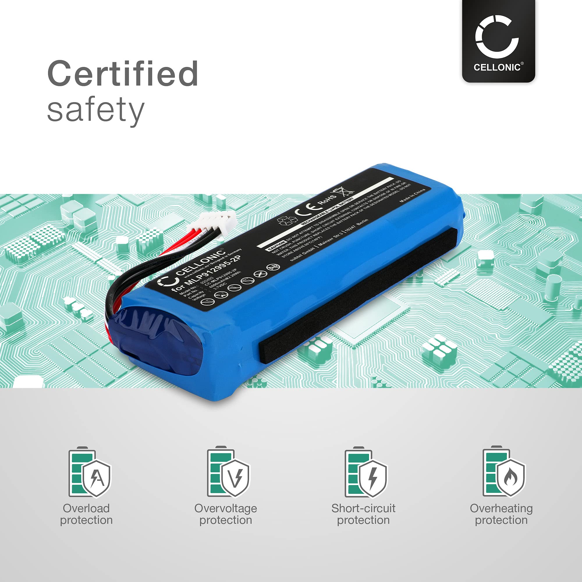 CELLONIC® Wymienny akumulator MLP912995-2P GSP1029102 6000mAh do ładowania JBL 2+, 2 Plus, 2 + głośnik akumulatorowy przenośny muzyka