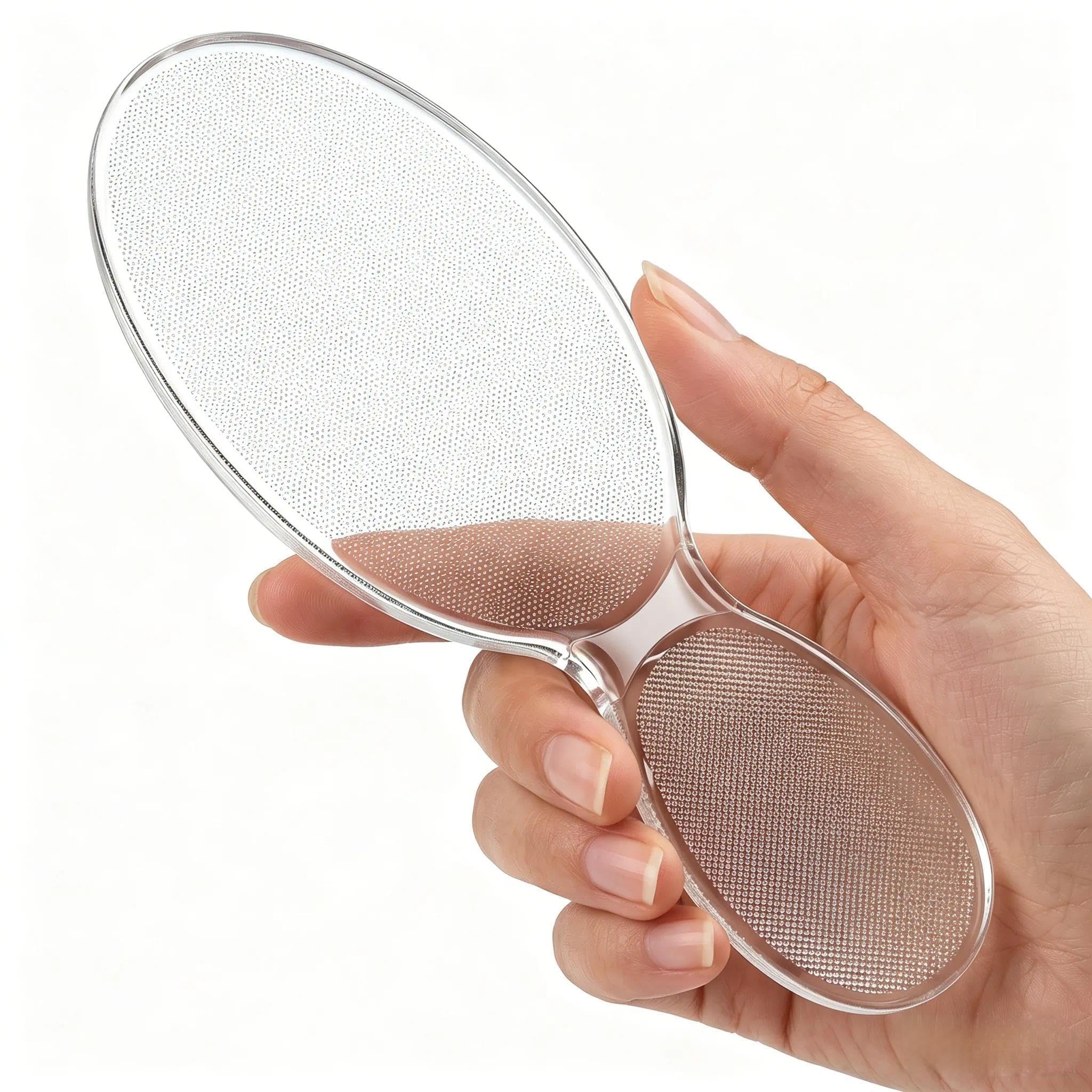 Nano Glass Foot File Callus Remover 8-Shaped Double Sided Foot Scrubber for Cracked Heels Hard Skin, Coarse Fine Wet Dry Pedicure Tool, Professional Dead Skin Remover for Women Men (Beige Transparent)