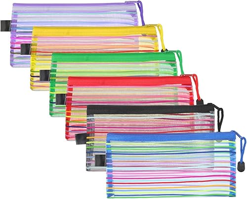 Miniatura 2 de bememo 12piezas 6colores cierre Malla Bolsa Multifuncional bolsa de viaje para cosméticos Oficinas Suministros Accesorios de viaje