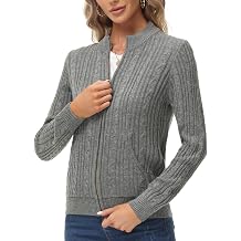 KANCY KOLE Womens Zip Up Sweaters Jacket, Cable Knit Chunky Cardigan Sweater with Pockets, Fall Winter Clothes