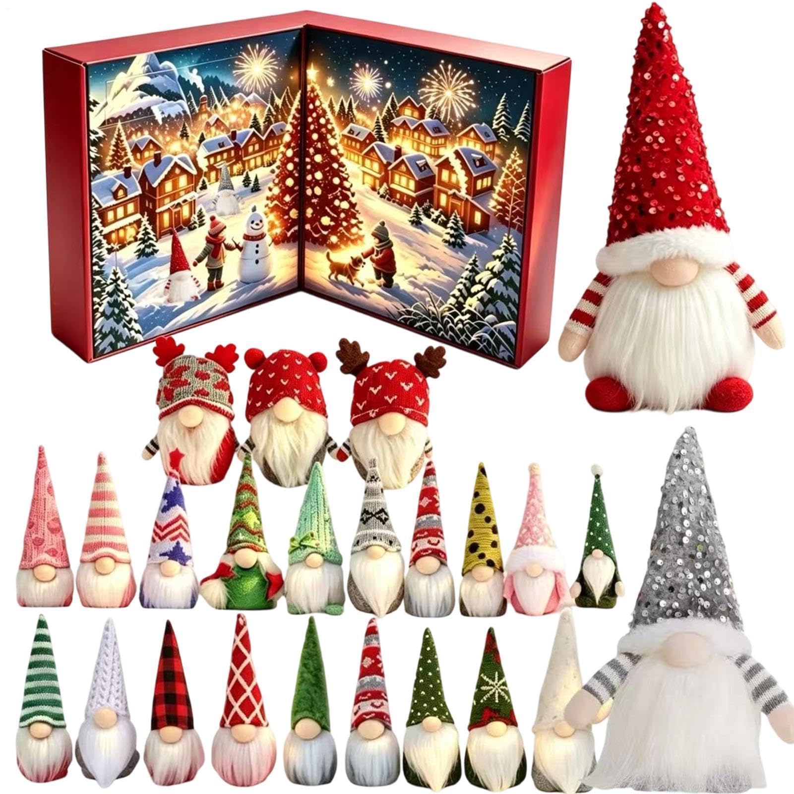 Calendario 'Avvento con di Natale 24 Giorni Decorazioni Peluche | Nani Festivi per Casa Ufficio Soggiorno Camera Cameretta Scrivania Tavolo Ingresso Mobile TV