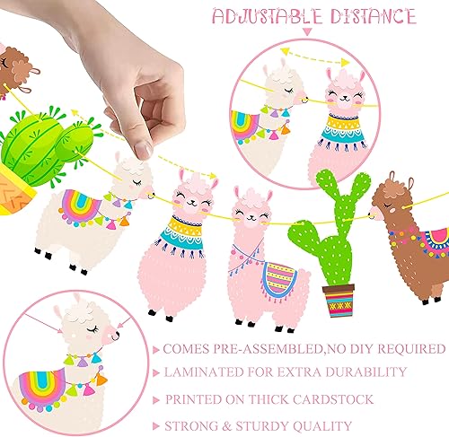 Miniatura 4 de Cartel de llama para fiesta de cumpleaños, decoración de fiesta de cumpleaños de llama, 2 unidades, pancartas recortadas de cartón de alpaca para