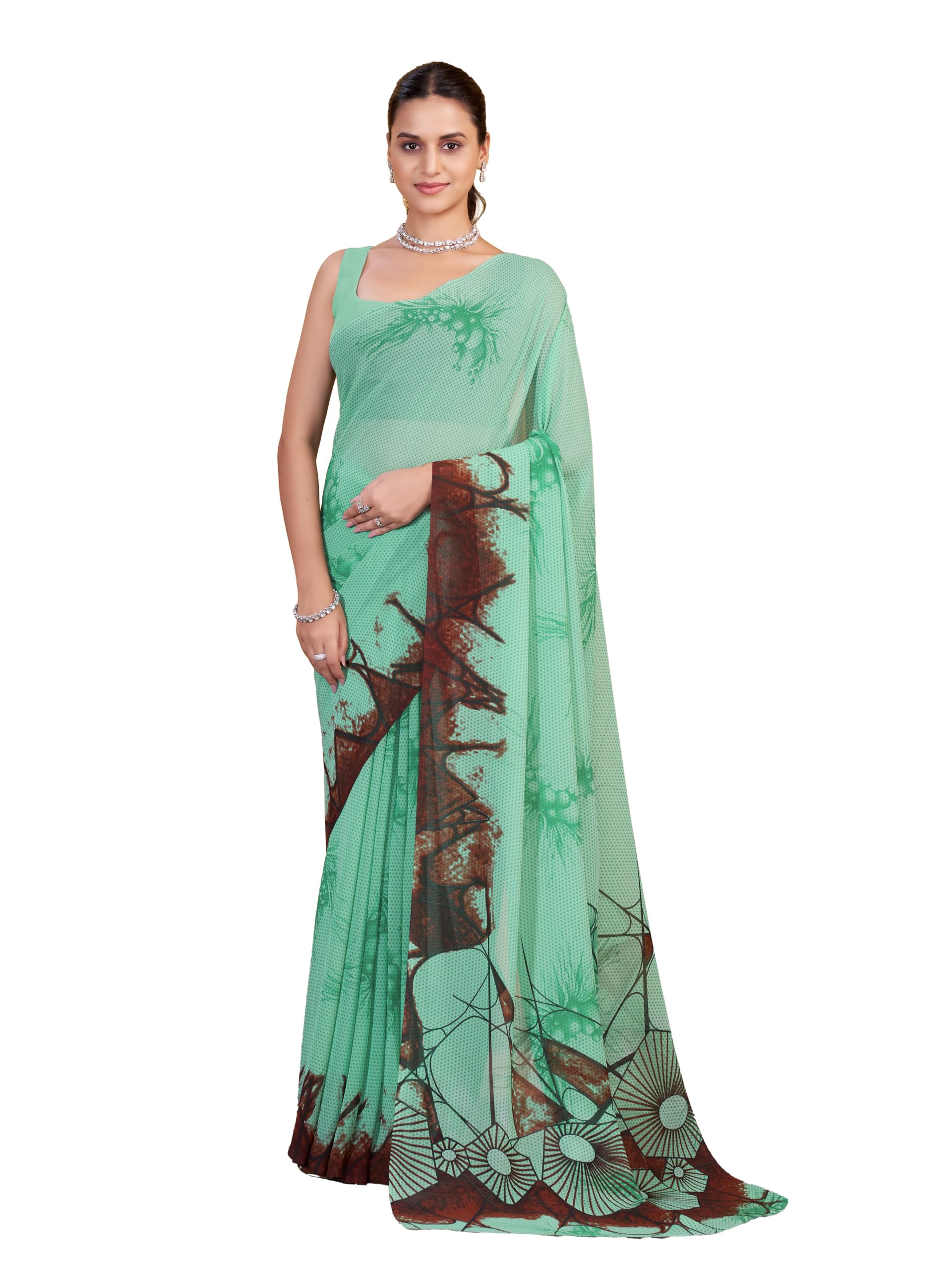 Women’s Abstract Printed Georgette Saree-image-39