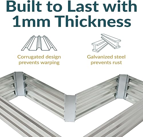 Miniatura 269 de Sunnydaze Cama de jardín de metal elevada de 11.75 pulgadas de alto, cama de jardín elevada galvanizada para exteriores para verduras y flores