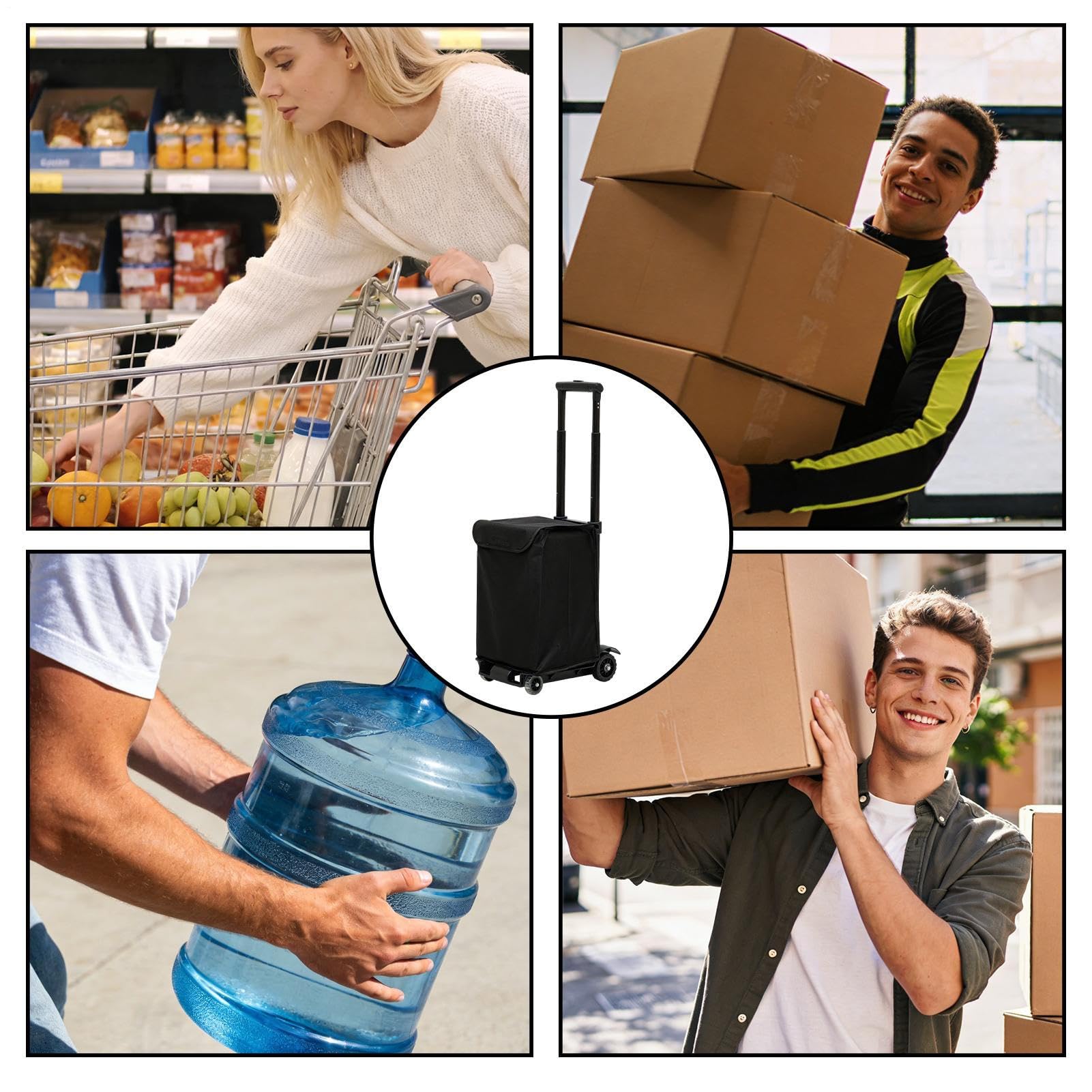 Kompaktowy wózek transportowy, cicha torba na kółkach, składany wózek na kółkach, przestronny organizer podróżny do supermarketu, niezawodny sprzęt kempingowy, ogród, narzędzie do zakupów dla seniorów