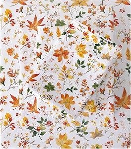 Viviland Floral Twin Sheet Set - 3 Piece Vintage Orange Maple Leaves Patterned Bed Sheets - Soft, Breathable Microfiber Sheets with Deep Pocket, Non-Slip Fitted Sheets & Pillowcases
