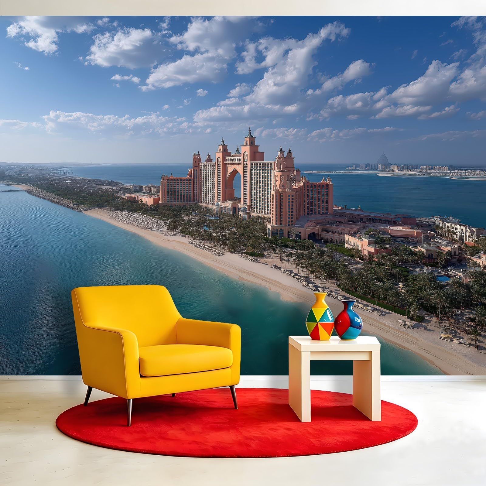 Générique Panoramiczna tapeta z włókniny 350 x 256 cm, nowoczesna tapeta z włókniny, dekoracja do salonu i sypialni, efekt 3D, ocean, plaża, las