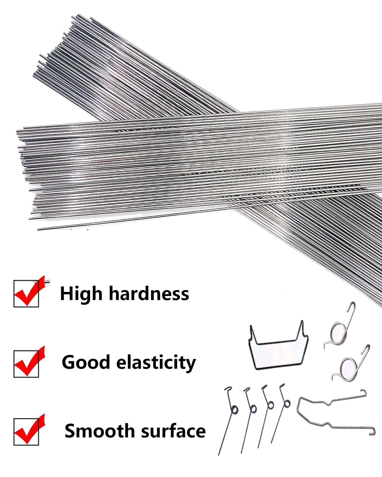 Edelstahl-Federdraht, 0,2 mm - 5,0 mm, harter Draht, gerader Draht für Molle-Äpfel, 500 mm, hochwertiges Federmaterial, 20 Stück