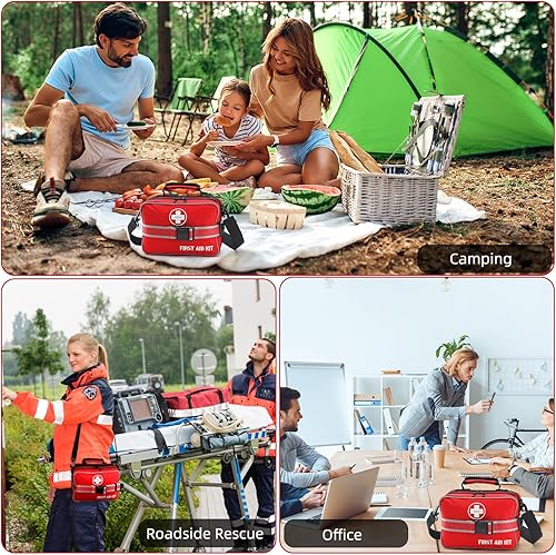 Miniatura 7 de Kit completo de primeros auxilios de emergencia de 430 piezas, kits médicos grandes para el hogar, automóvil, camping, viajes, senderismo, camión,
