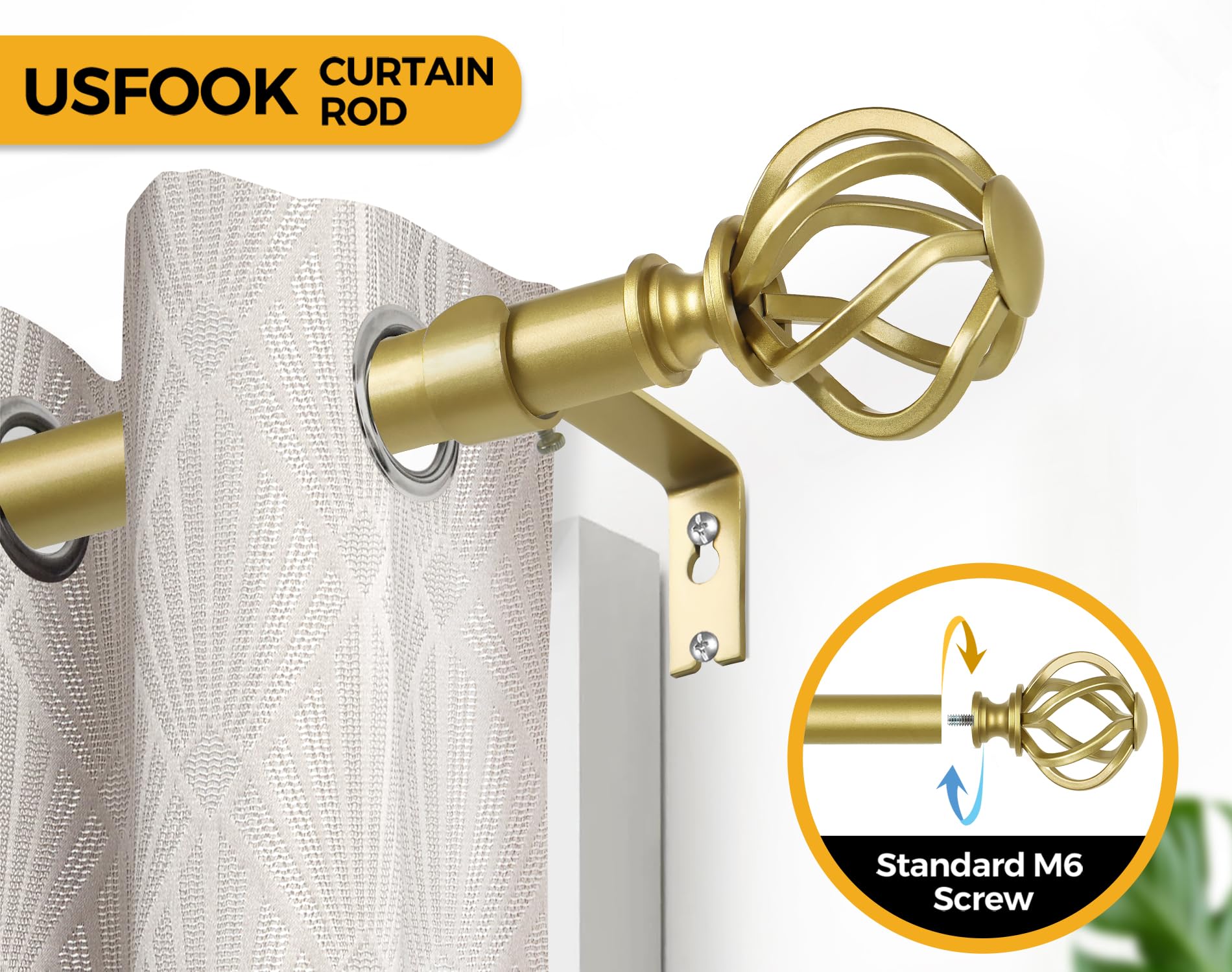 Ycolnaefllr - Tringle à Rideaux De 1 Pouce De DiamèTre, Blanc Vieilli, Avec Embout En RéSine