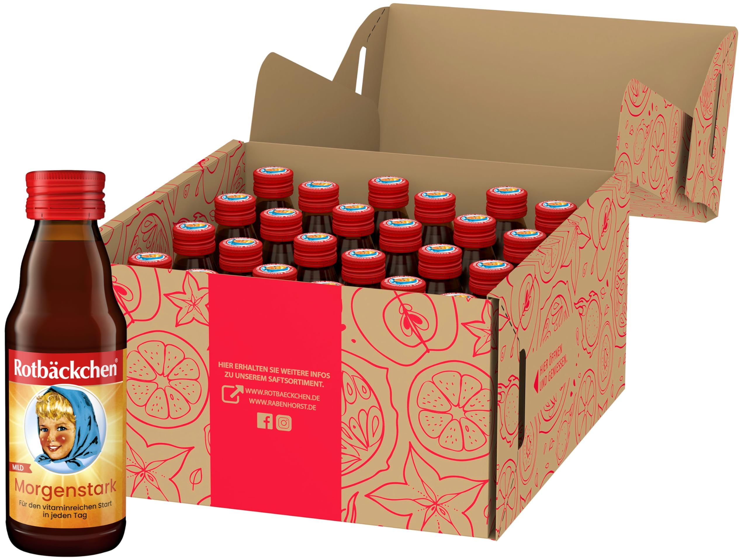 ROTBÄCKCHEN Morgenstark MINI 24er Pack (24 x 125ml). Multi-Vitamin-Mehrfruchtsaft