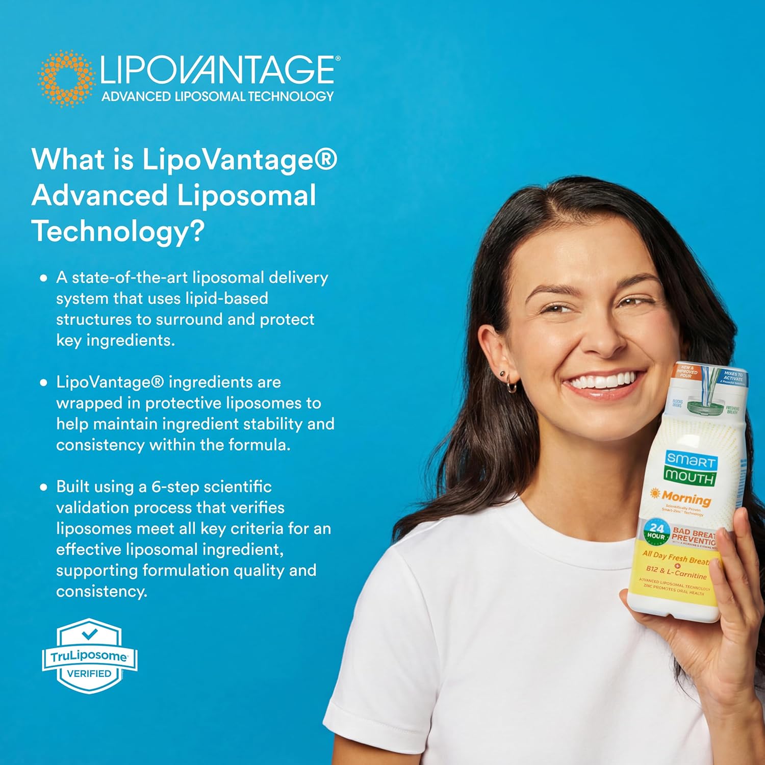 SmartMouth Advanced Liposomal Morning Mouthwash - All-Day Fresh Breath - Vitamin B12 & L-Carnitine - Dual-Solution Zinc-Activated Morning Mouthwash - Invigorating Mint Flavor - 16 fl oz Each, 3-Pack