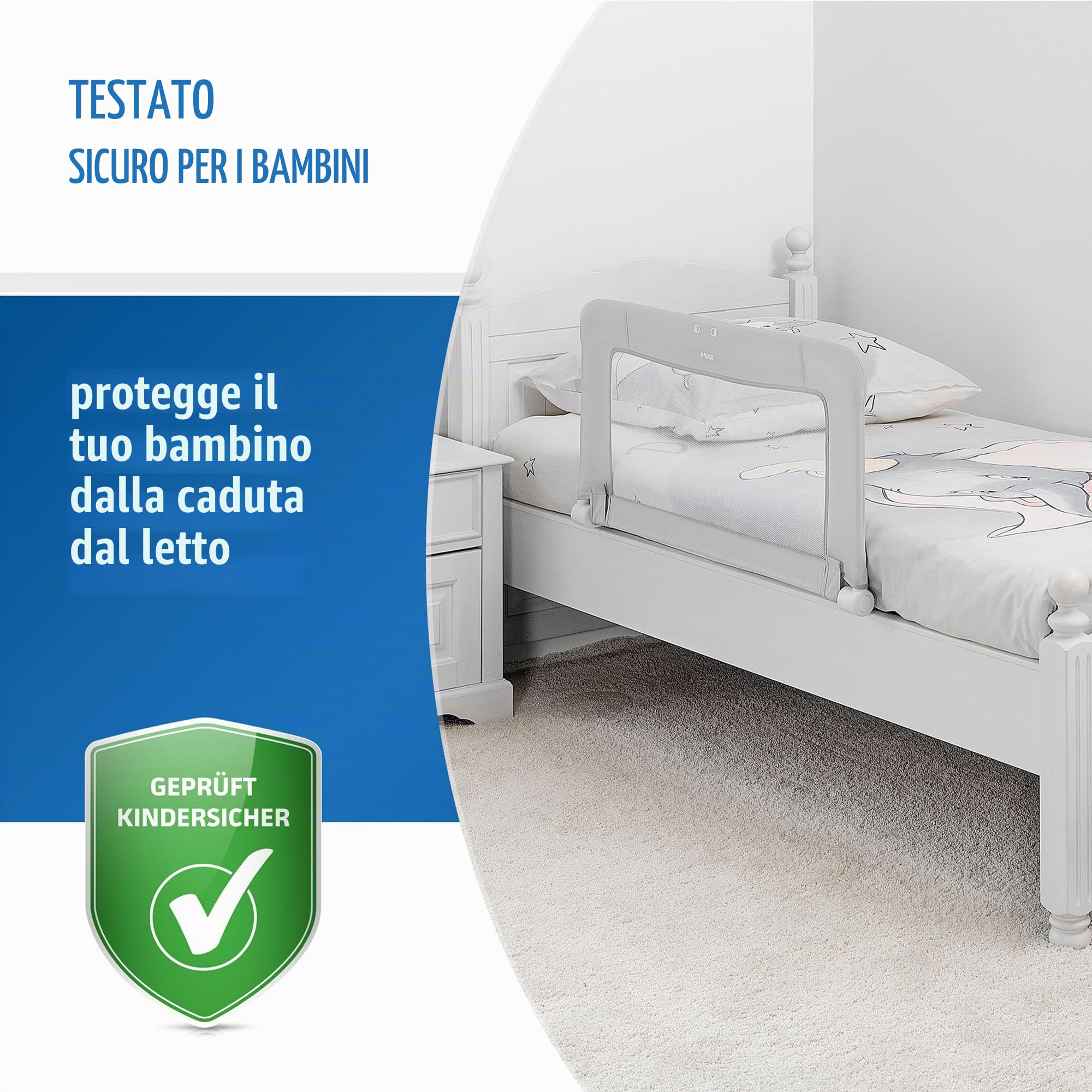 Reer GmbH 45020 Griglia per Letto By My Side, Grigio, 150 X 50 Cm