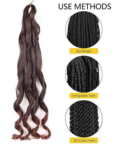 Miniatura 30 de Cabello rizado francés trenzado de 20 pulgadas, color 4, cabello rizado preestirado, 8 paquetes de trenzas de ganchillo para trenzas de caja