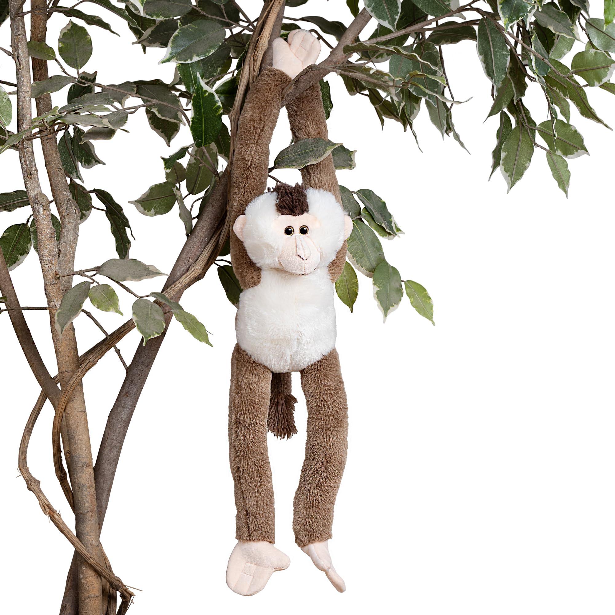 Zappi Co Plush Hanging Pig-Tailed Macaque Monkey with Velcro on Paws and Feet, Soft Plush Toy - Image 2