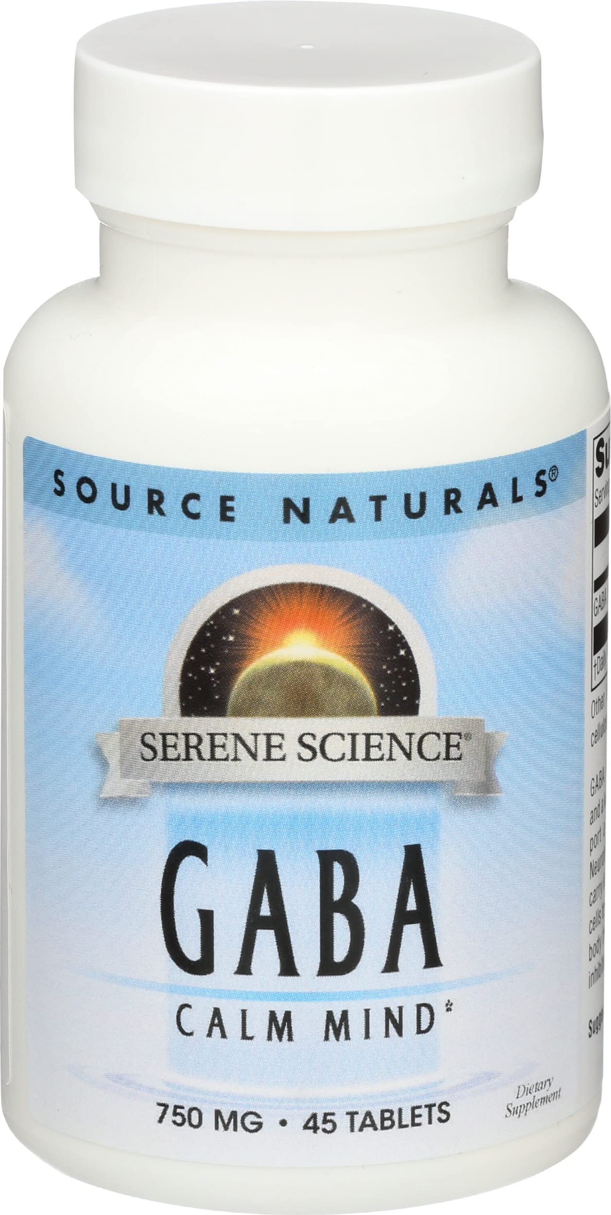 Source Naturals Serene Science GABA, for a Calm Mind, 750mg - 45 Tablets 1 45 Count (Pack of 1)