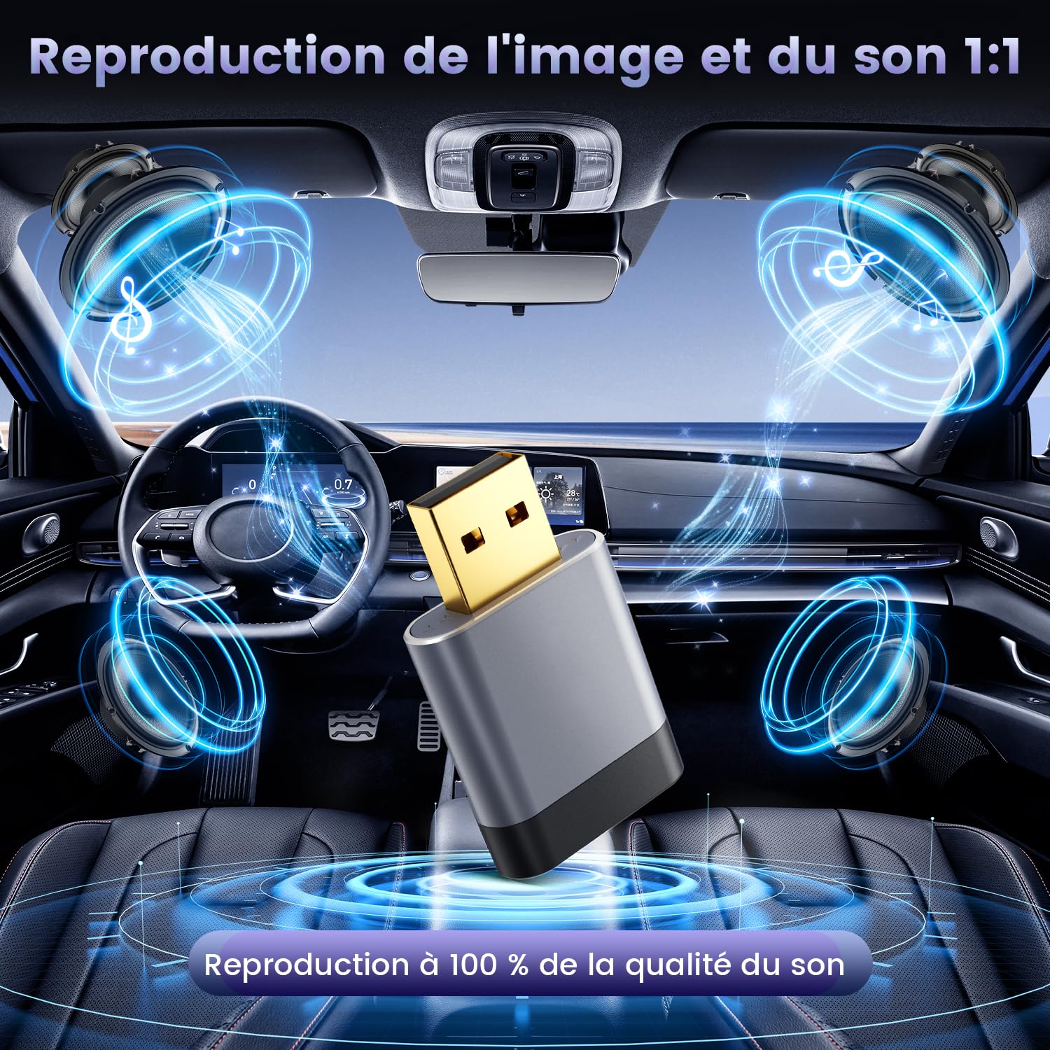 Adaptateur CarPlay sans Fil & Android Auto sans Fil 2-en-1, Connecteur USB en Métal, Mini Plug & Play, Connexion Stable, USB-A et USB-C, Compatible iOS 10+ et Android 11+ - 5