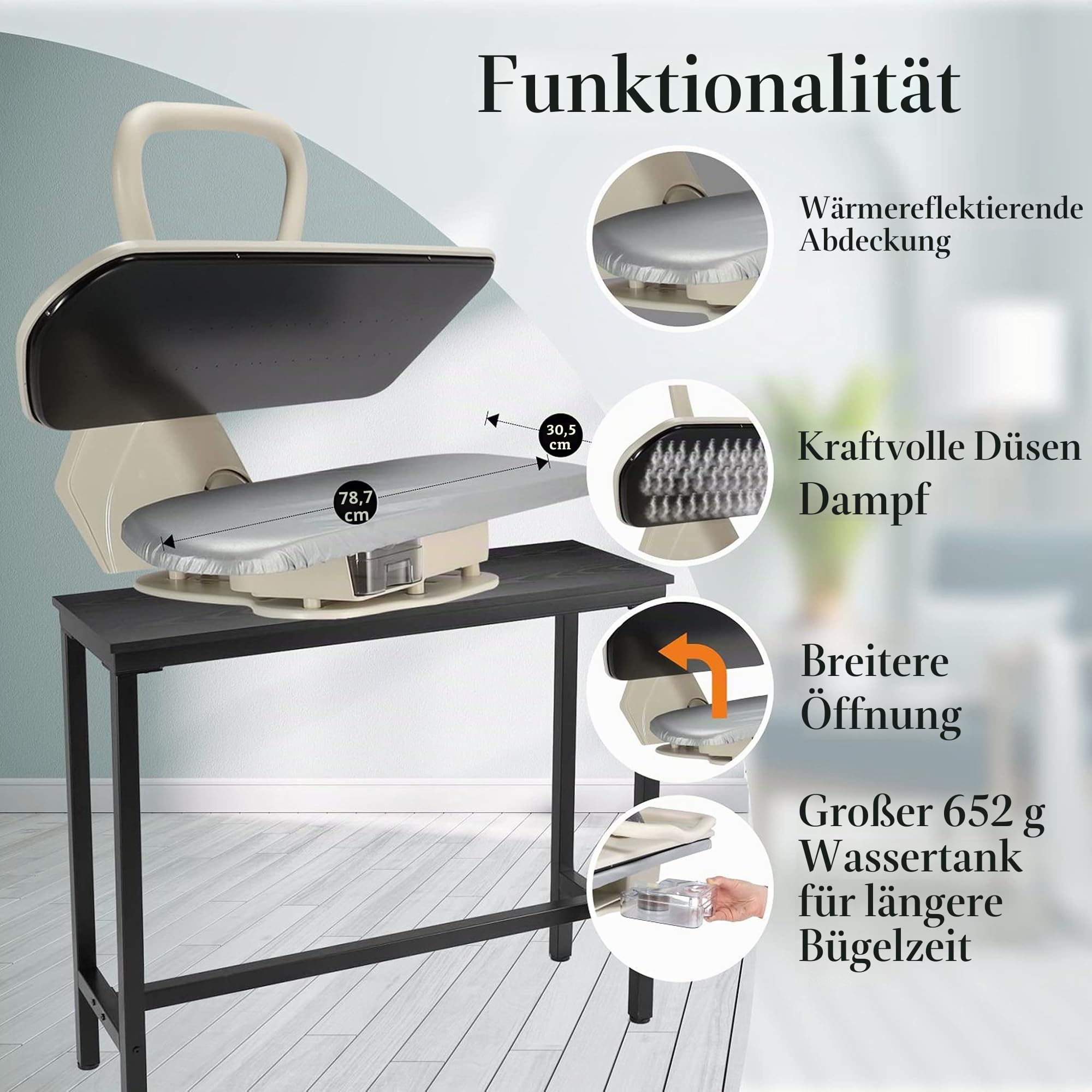 Speedypress Dampfbügelpresse 81HD-Weiß, strapazierfähig, professionell, 81 cm, mit Ständer