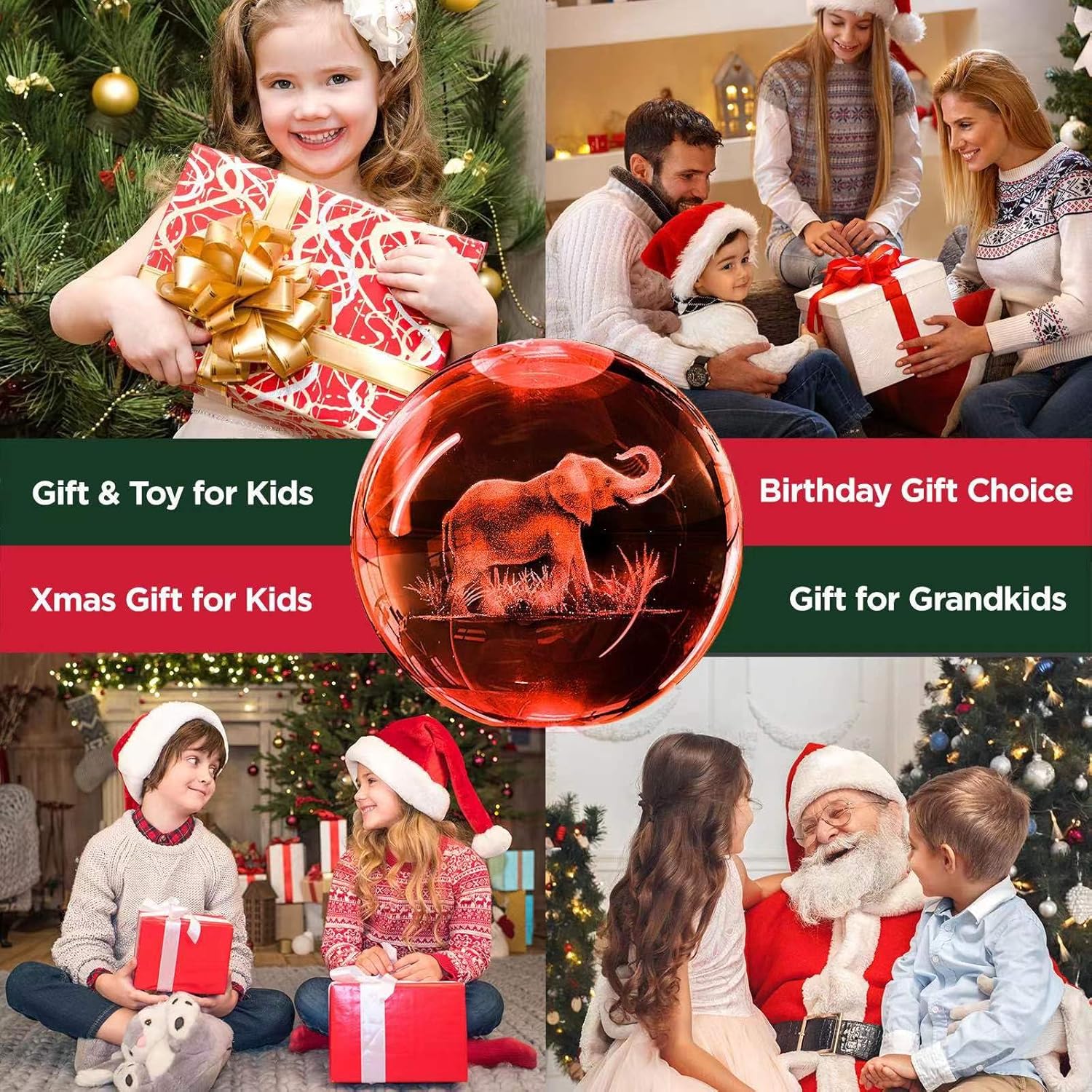 3D Crystal Ball Night Light - Elephant Glass Ball Lamp with 16 Colors & Remote Control - Upgraded 3.15 In - Perfect Gifts for Women, Men, Kids & Home Decor