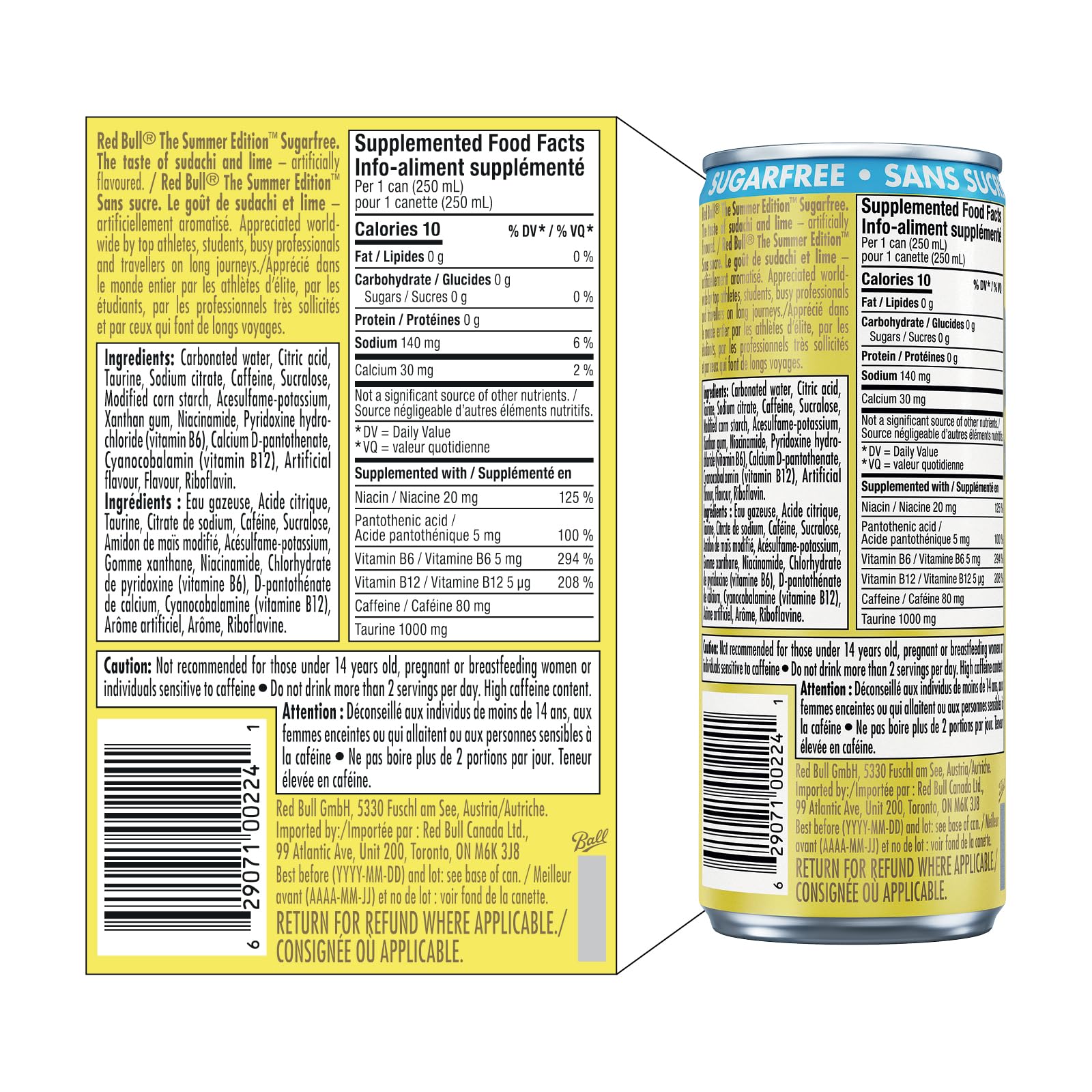 Red Bull Energy Drink Summer Edition Sugarfree - Sudachi Lime, MIT PFAND ÖSTERREICH 24x250ml