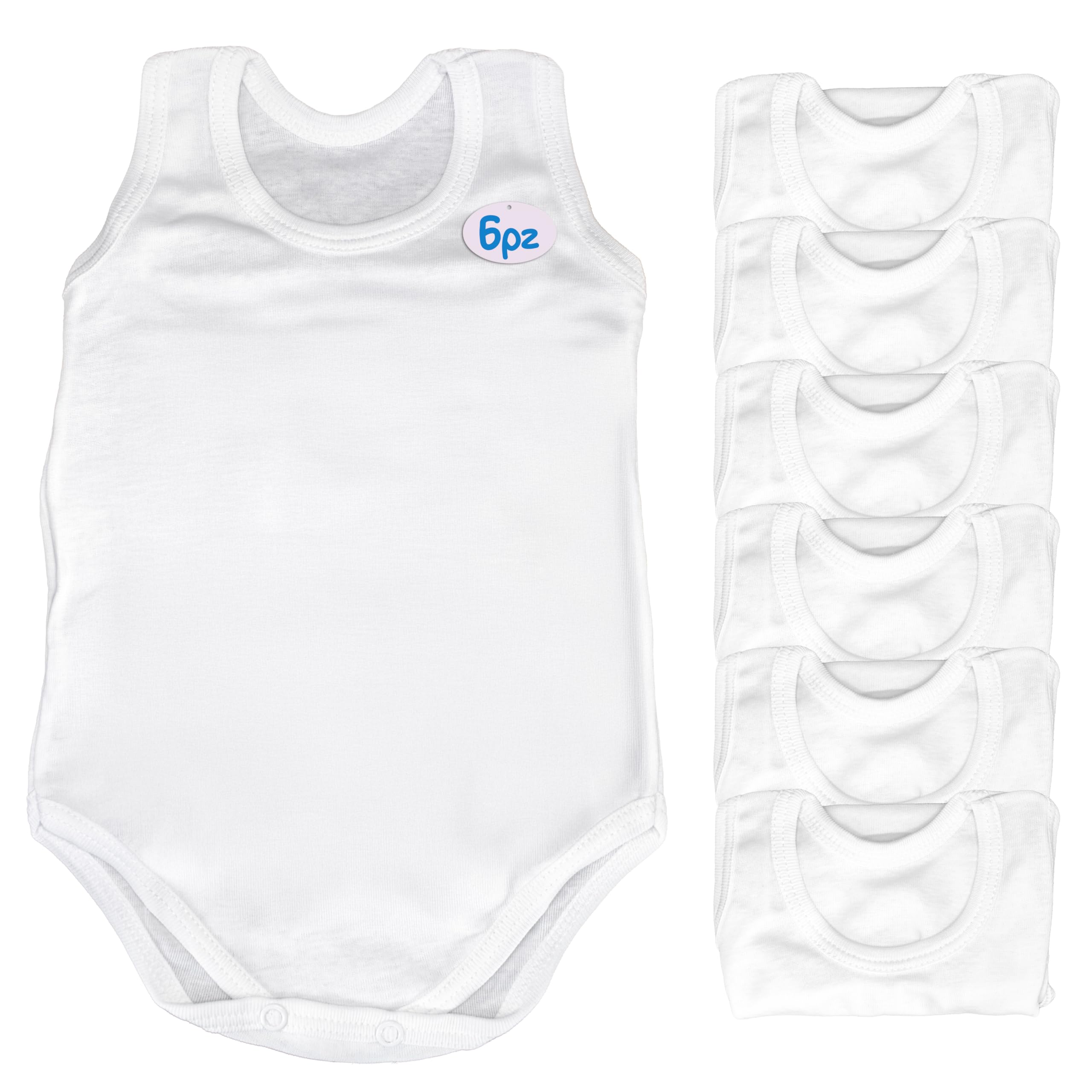 PASTELLO - 6 unidades Body para bebé 100% algodón, paquete de 6 unidades, camiseta sin mangas, práctica y cómoda (Art. BY1130TC)