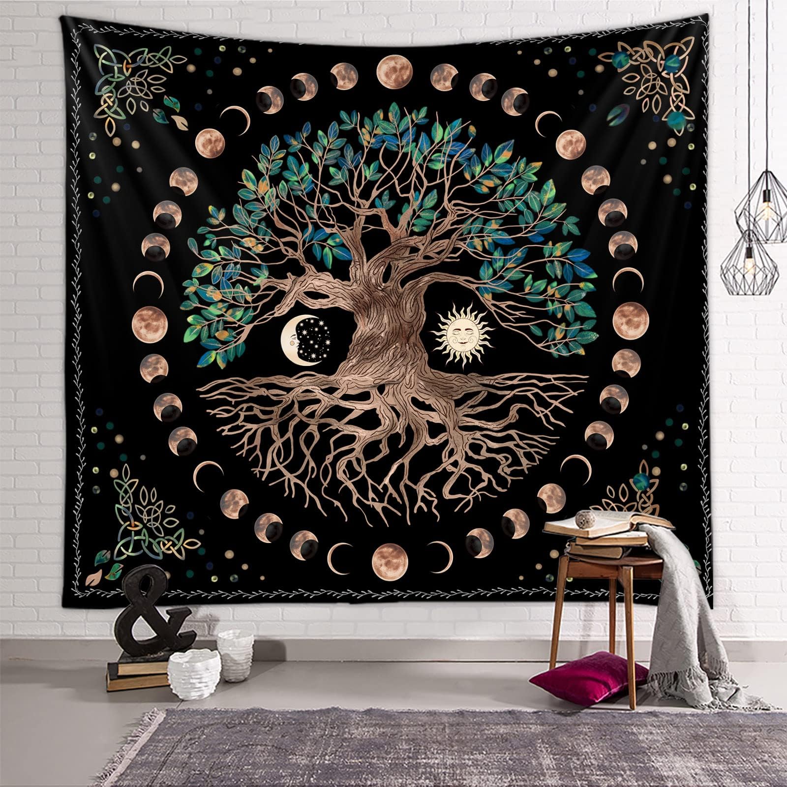 Grande Tapisserie Indienne Mandala Hippie - 88x82 Pouces (224x208 Cm) - 100% Coton