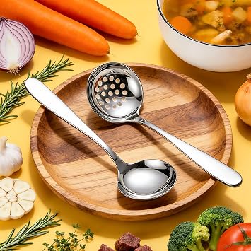 4Pcs Ladle Stainless Steel Spoon Kitchen Slotted Spoons and Soup Ladle Set