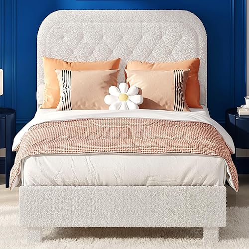 Miniatura 15 de VINGLI Base de cama de plataforma tamaño Queen con cabecera de tela de lino, cama moderna de perfil bajo con soporte de listones tapizados y Gris