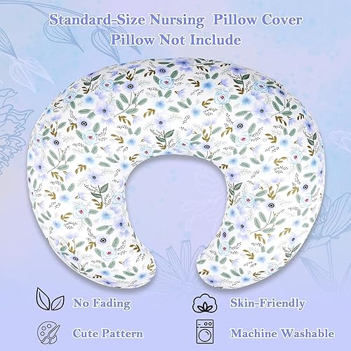 Miniatura 3 de Paquete de 2 fundas de almohada de lactancia, algodón suave y transpirable, se adapta a almohadas de lactancia estándar, lavables e hipoalergénicas