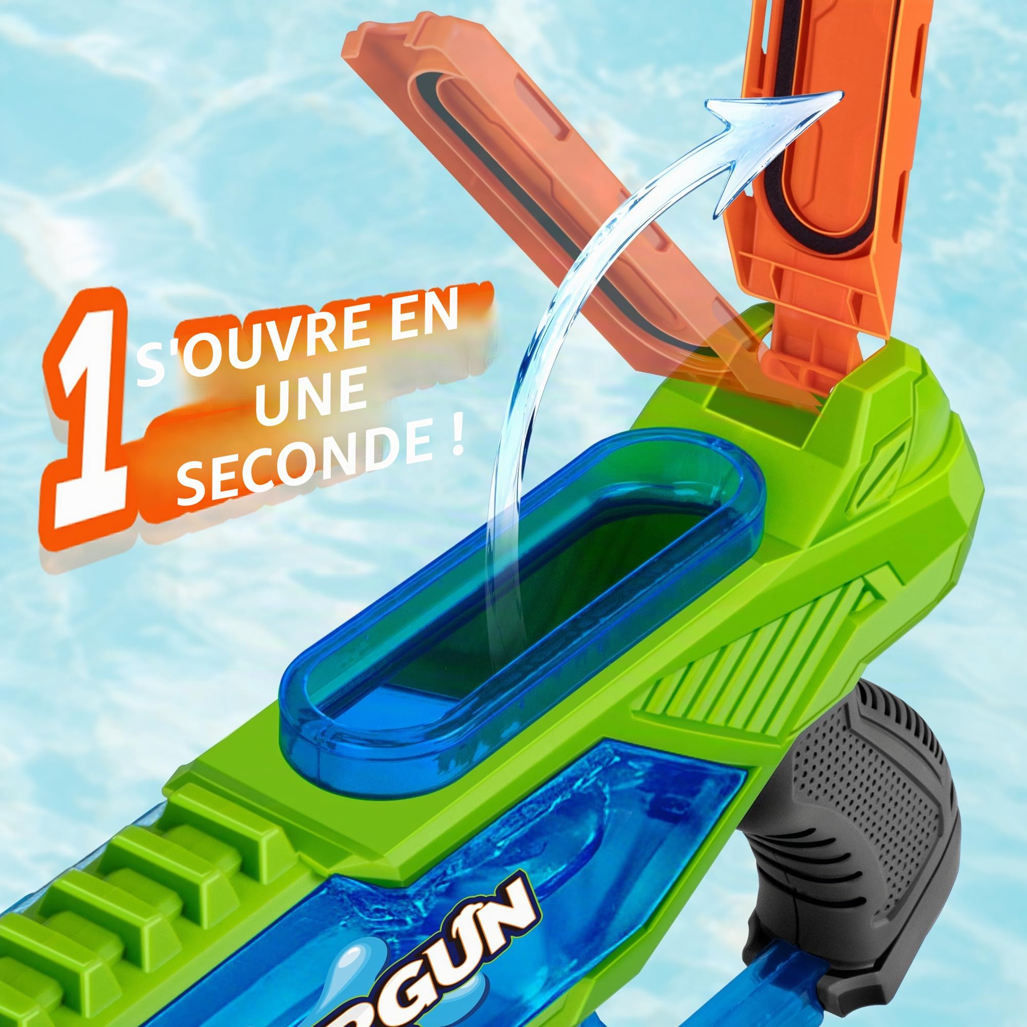 Quanquer 3 Pistolets À Eau De 1000 ML avec Grande Portée pour Enfants Et Adultes, Pistolet À Eau À Remplissage Rapide Jusqu’à 32 Pieds, Cadeau D’été Idéal pour Piscine, Plage Et Batailles D’Eau