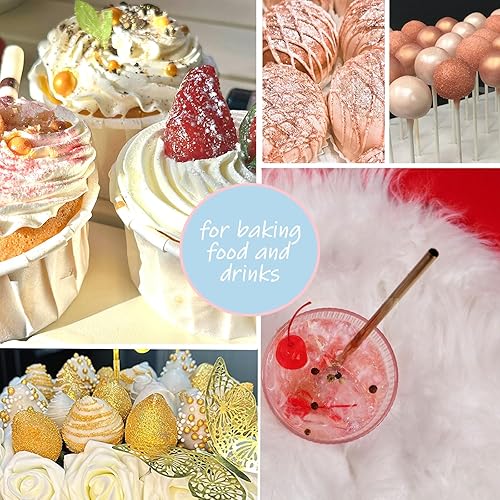 Miniatura 3 de Colaele Juego de bebidas comestibles con purpurina  Polvo metálico vegano metálico para tartas de disco brillante de grado alimenticio para fresas,