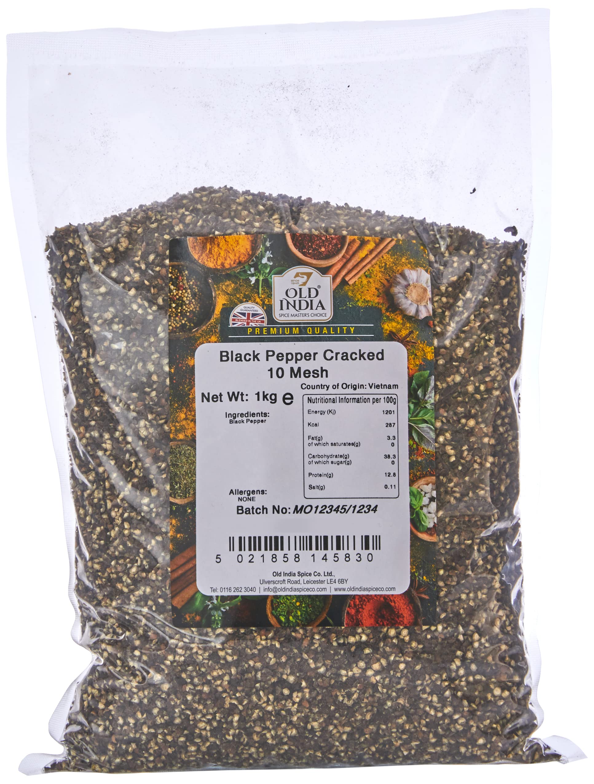Old India Black Pepper Cracked 10 Mesh 1kg