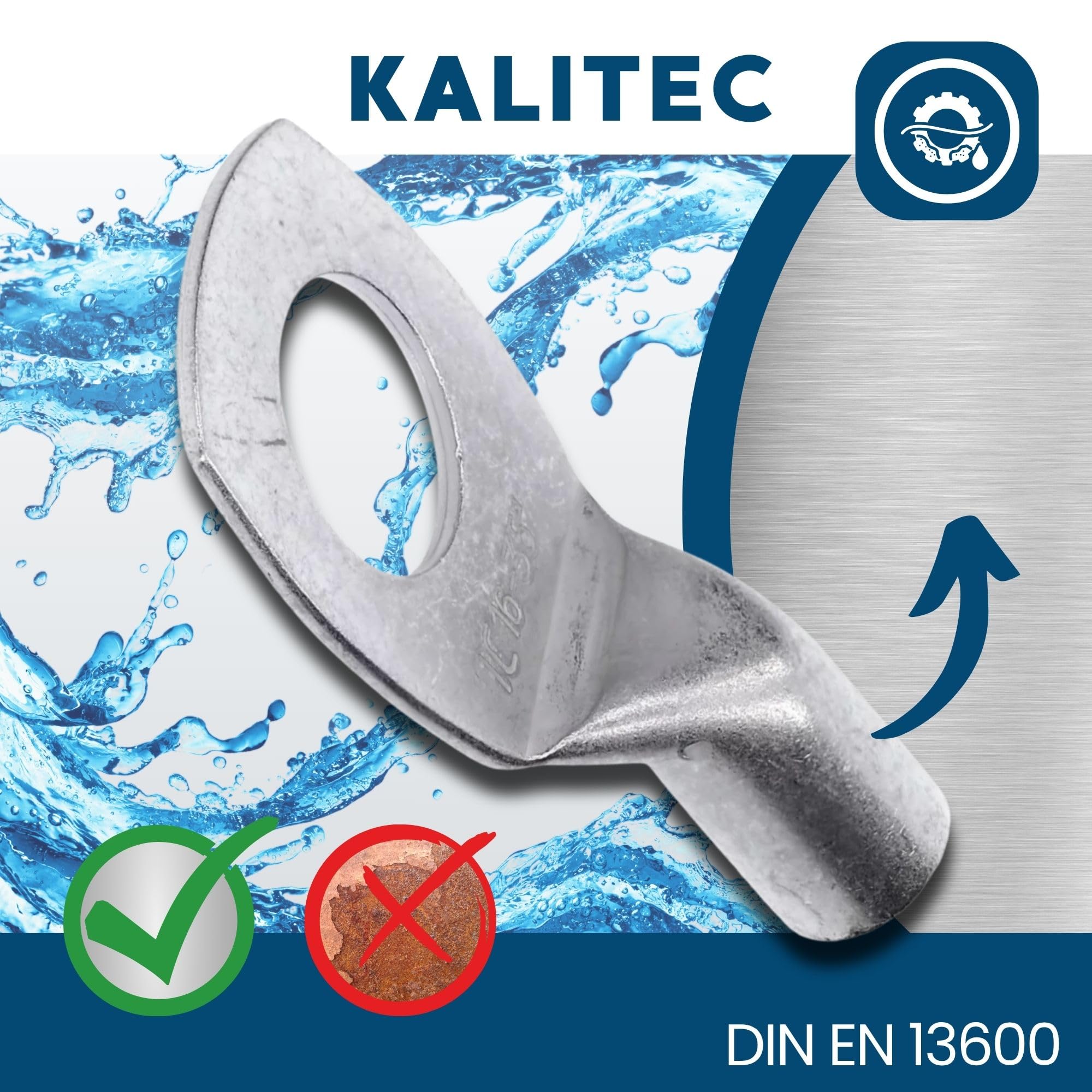 Kalitec 10x Cosse de Câble Tubulaire 35 mm² M16, Cuivre Étamé, Lot de 10 | Connecteur à sertir certifié UL pour auto, moto et solaire, haute pureté, résistant à la corrosion, fabriqué en Allemagne