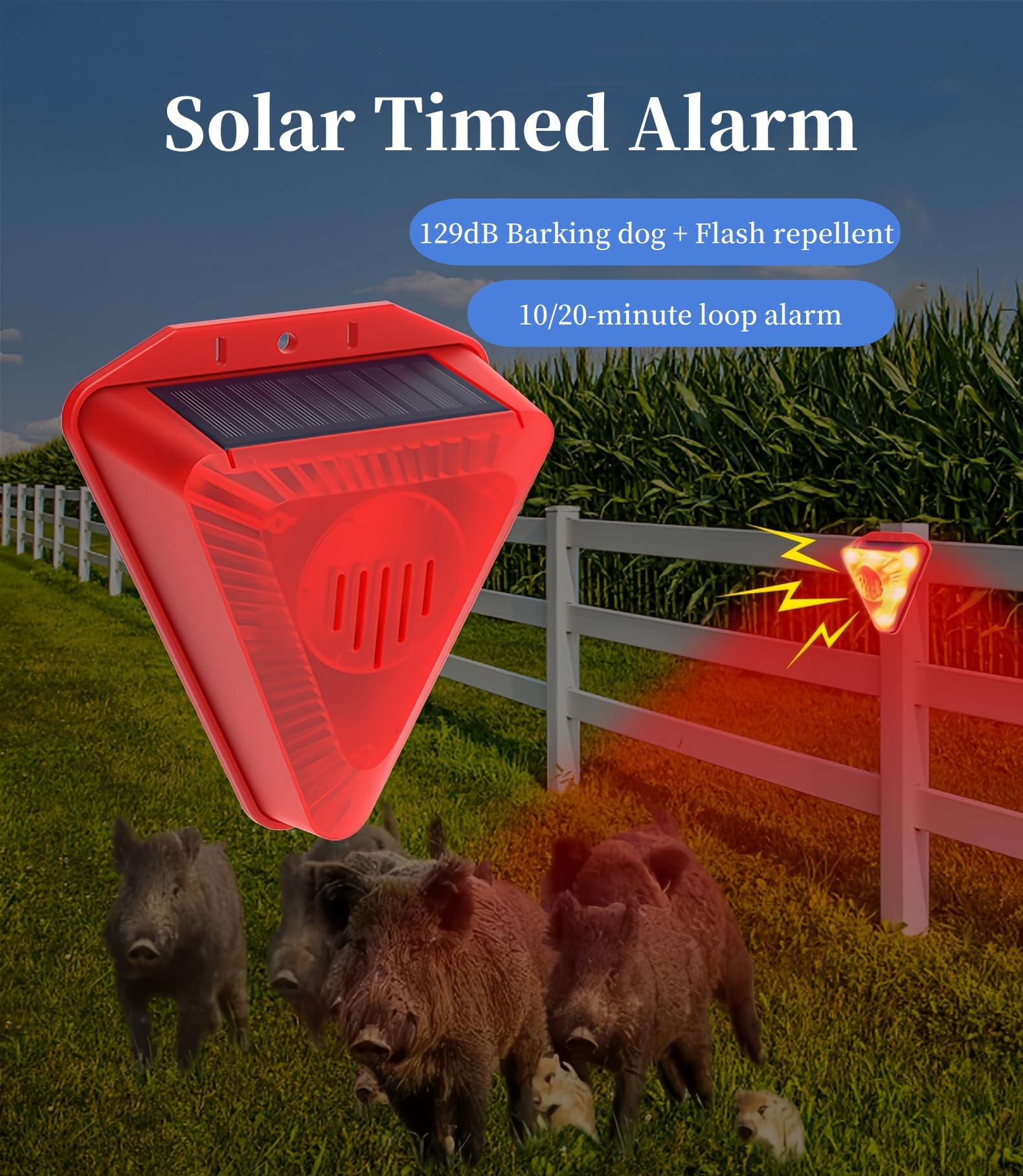 3 Pack Solar Powered Motion Sensor Alarm 129dB Ostrzeżenie Silne Ostrzeżenie Syrena Czerwone Światło Migające Wodoodporny Wodoodporny Silny Dźwięk Bezpieczeństwo przez cały dzień