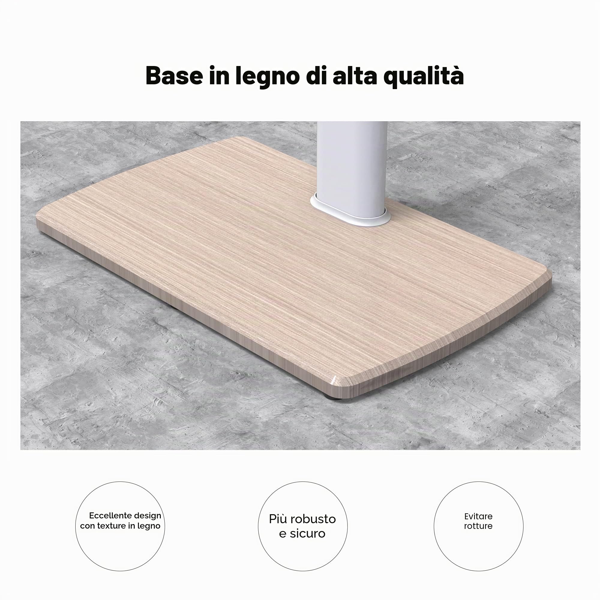 FITUEYES Supporto TV da Pavimento per 32-70 Pollici, 60° Girevole & 6 Altezza Porta TV da Terra con Legno Base, Supporto TV da Terra Max VESA 600x400mm 40kg (Bianco)
