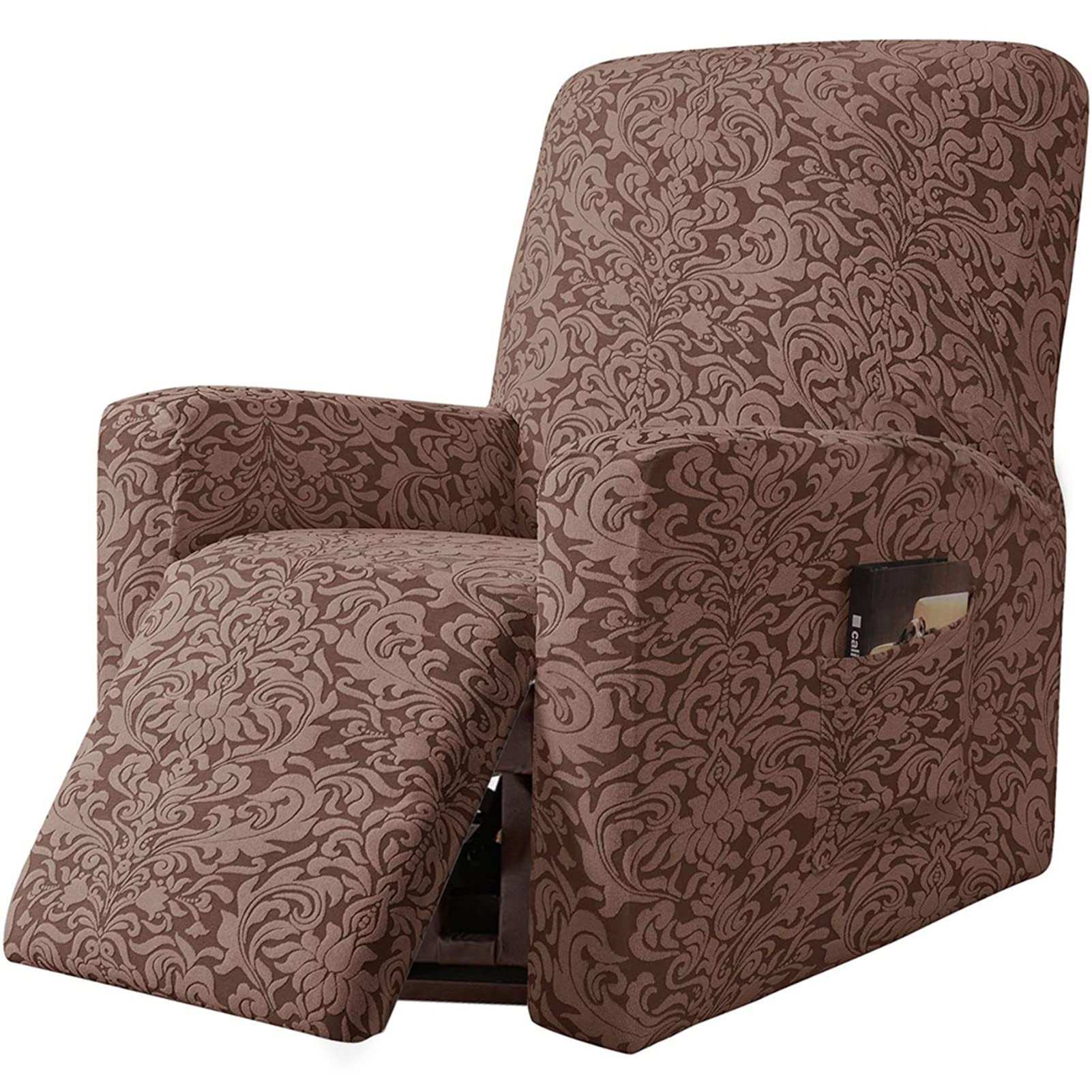 Housse de fauteuil relax extensible café 1 place pour protège-fauteuil inclinable