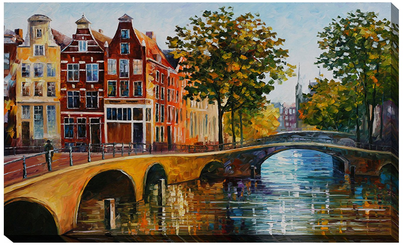 Picture Perfect International Giclee Stretched Wall Art by Leonid Afremov The Gateway To Amsterdam artists-canvas, 18" x 30" x 1"
