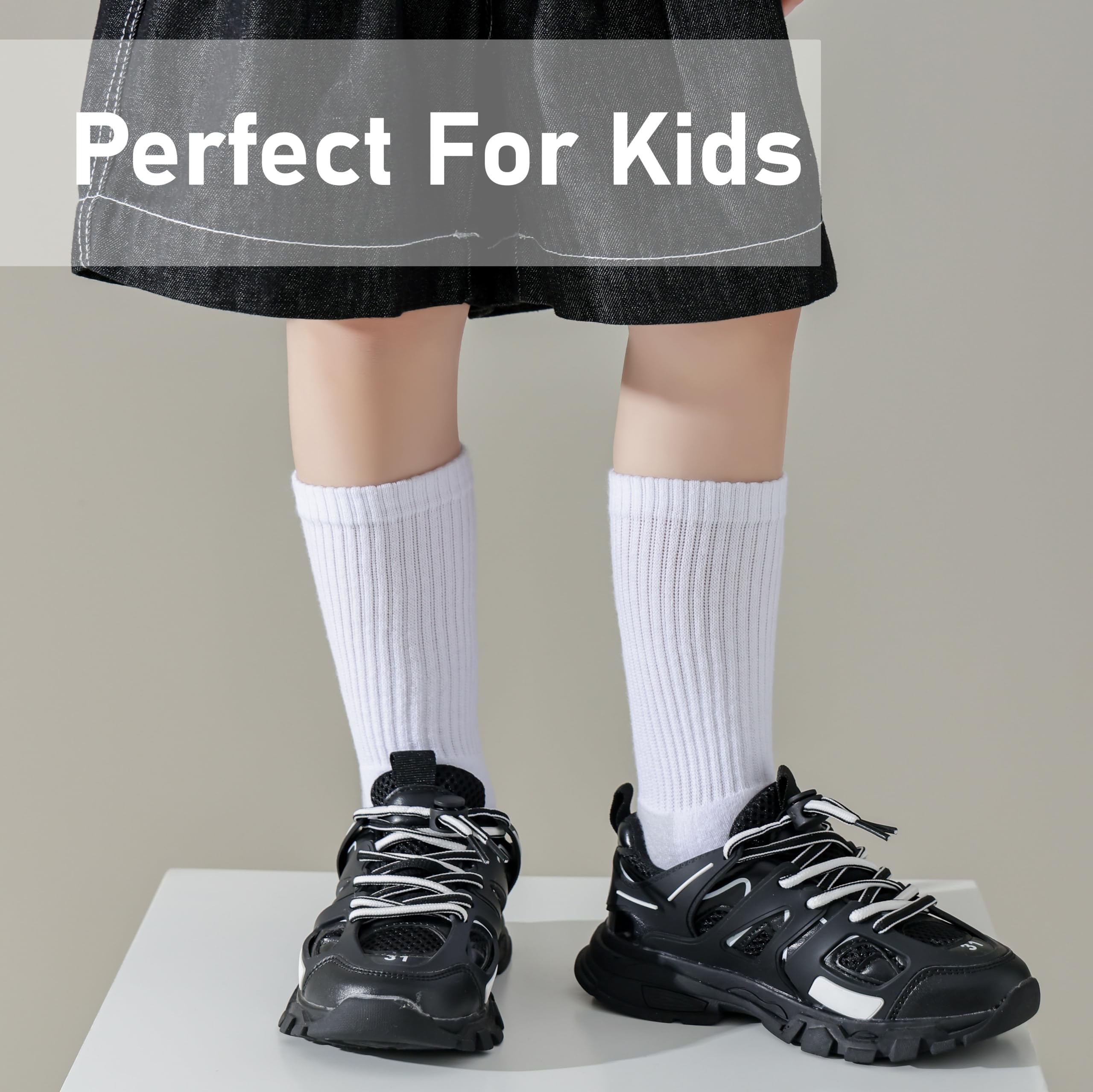 Marchare Chaussettes pour garçons et filles, pack de 6 paires de chaussettes épaisses et rembourrées en coton pour le sport et la course à pied.