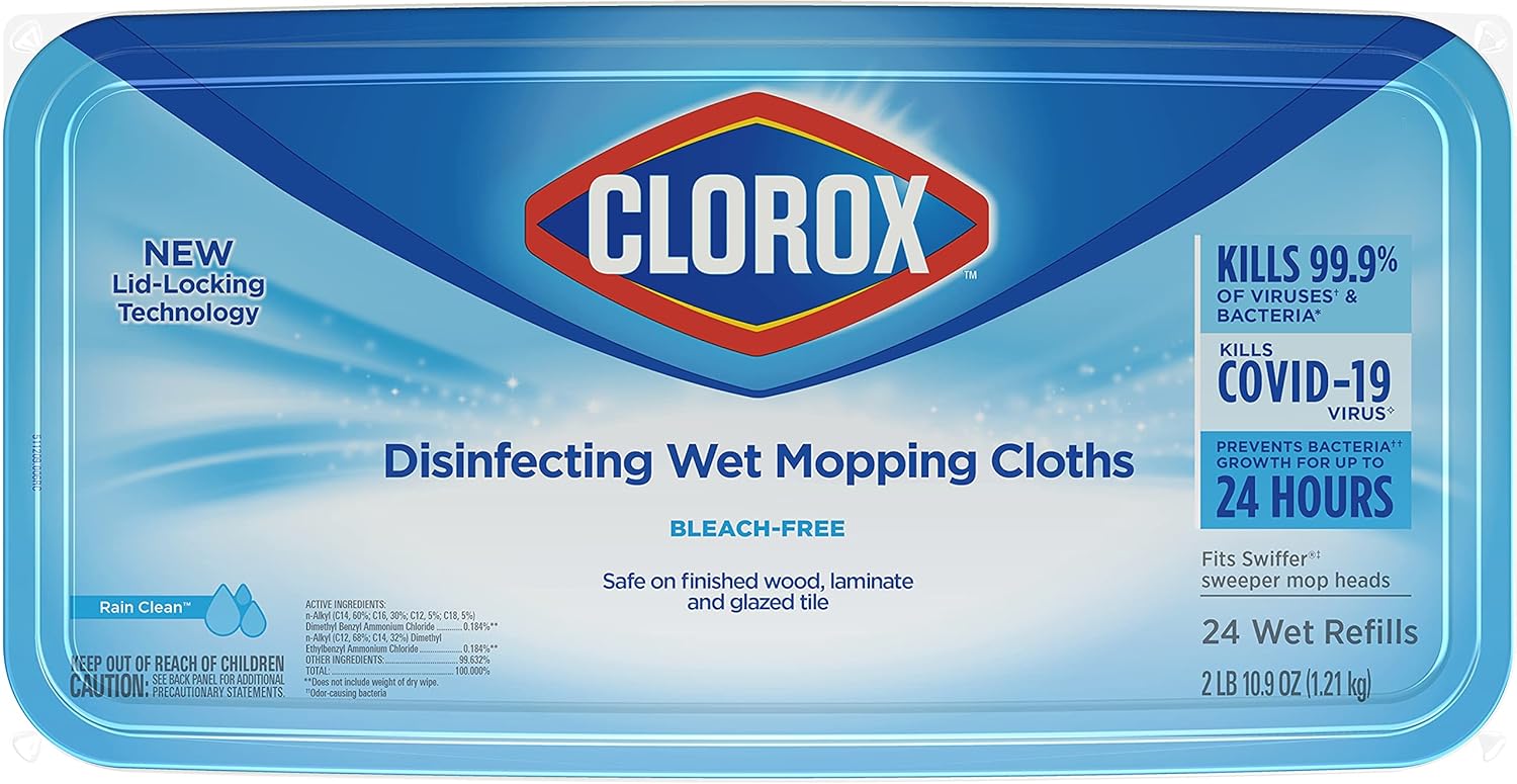 Clorox Disinfecting Wet Mopping Cloths Rain Clean 24 Wet Refills Package May Vary
