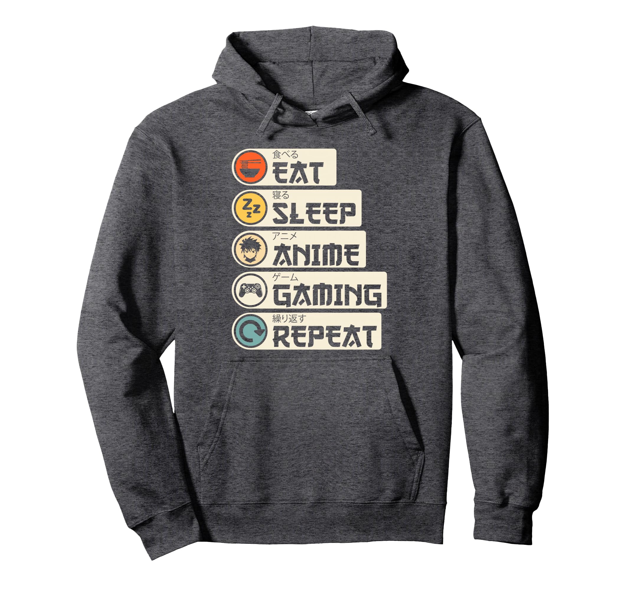 Eat Sleep Anime Gaming Repeat Kawaii Otaku Anime Manga Pullover Hoodie