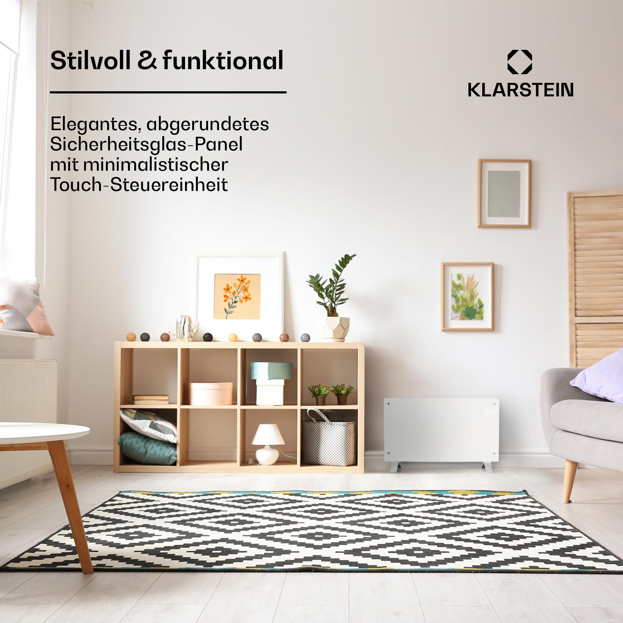 Klarstein Elektroheizung, Konvektor-Heizung Freistehend oder Wandmontage, Energiesparend, App-Control, Leise , Standgerät Heizkörper Elektrisch mit Thermostat, 2000 W
