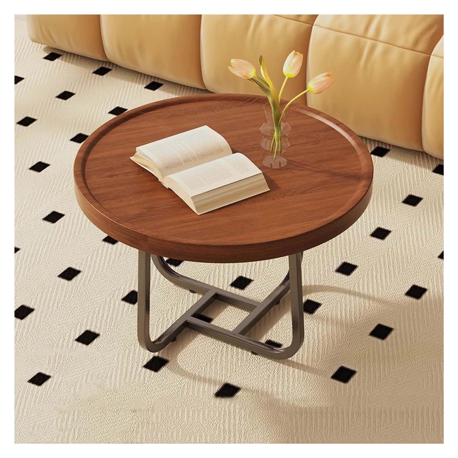 Table basse en bois et métal 20x20x15 in pour salon