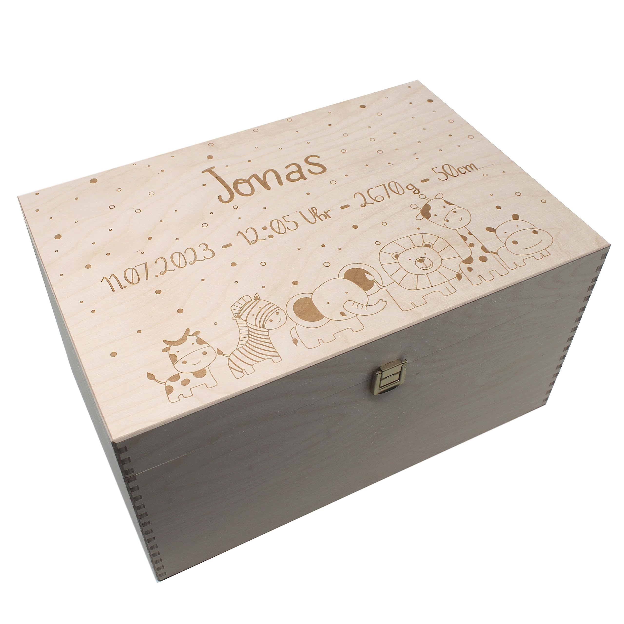 Generisch Personalisierte Erinnerungsbox Erinnerungskiste Baby Holzkiste mit Name Aufbewahrungsbox Geschenk zur Geburt Taufgeschenk Babygeschenk Geburt (XXL mit Klappdeckel)