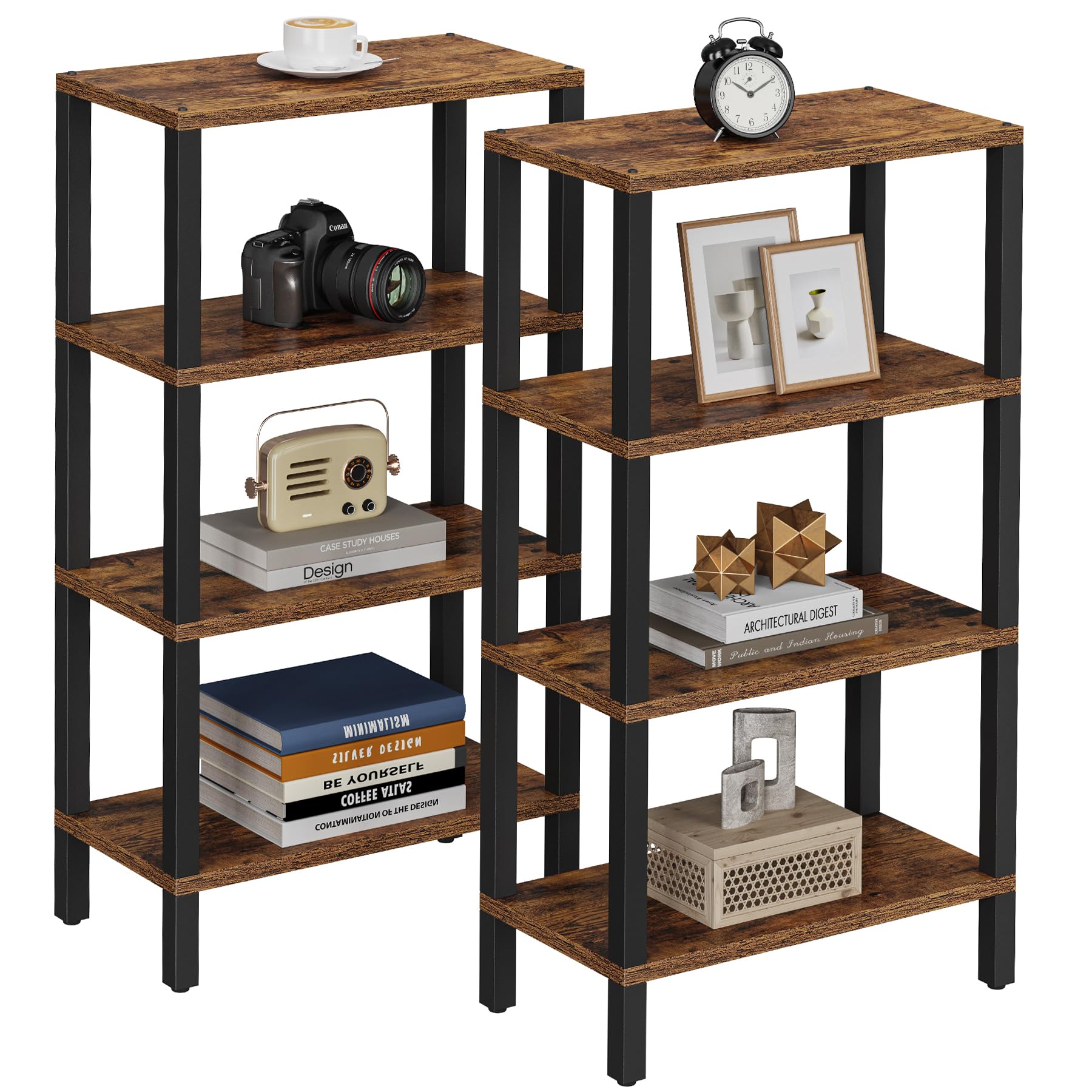 TUTOTAK Small Side Table, Narrow End Table, Skinny Sofa Table, Slim Nightstand, Couch Table, Living Room, Bed Room, Brown TB01BB0782