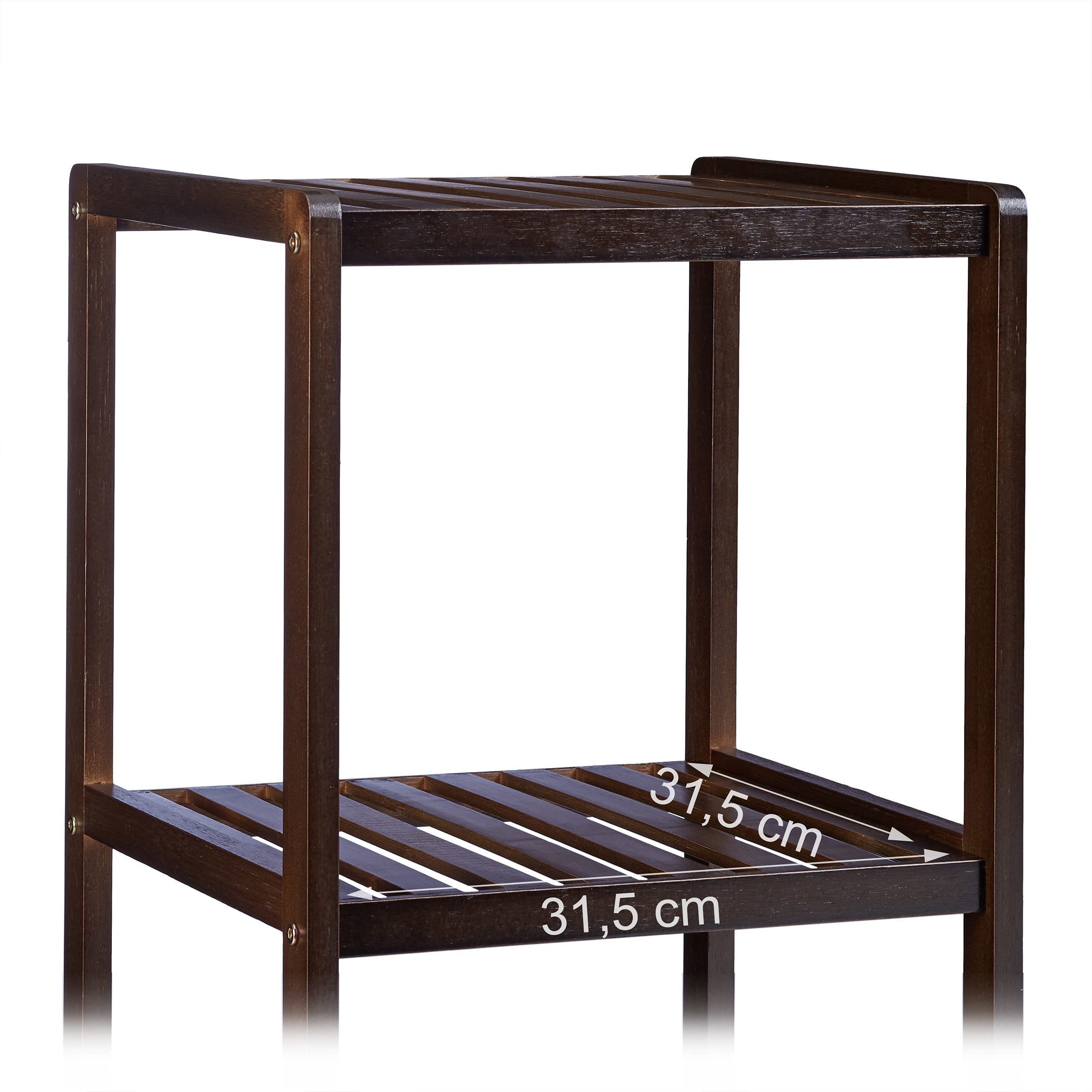 Relaxdays Scaffale da Bagno, Bambù, Ripiani Portaoggetti, Mobiletto Salvaspazio, 80x34,5x33 cm, Mobile Cucina, Marrone