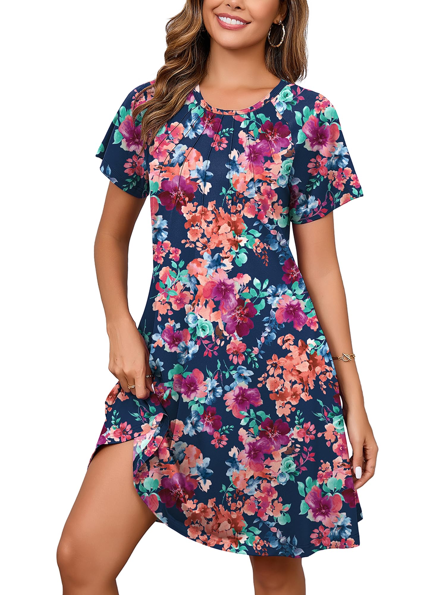 Heymoments Short Sleeve V Neck Summer Dress for Women