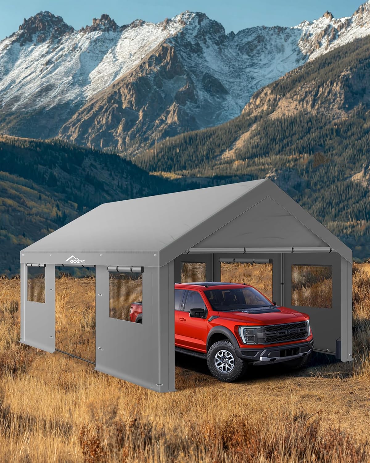Upgraded 13x20ft Heavy Duty Carport,Features Roll-up Windows & Doors, Portable Garage with UV Resistant Waterproof All-Season Tarp for Car, Truck, Boat - Image 9