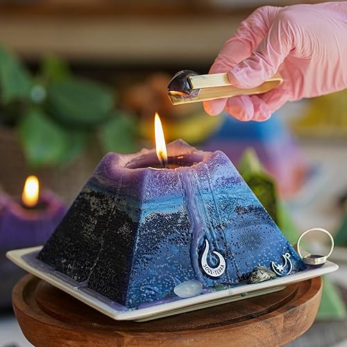 Miniatura 5 de Soul-Terra Libra - Vela de pirámide de cristal misterioso del zodiaco, cristales, anillos, amuletos yo runas en el interior, 12 zodiacos, mecha de