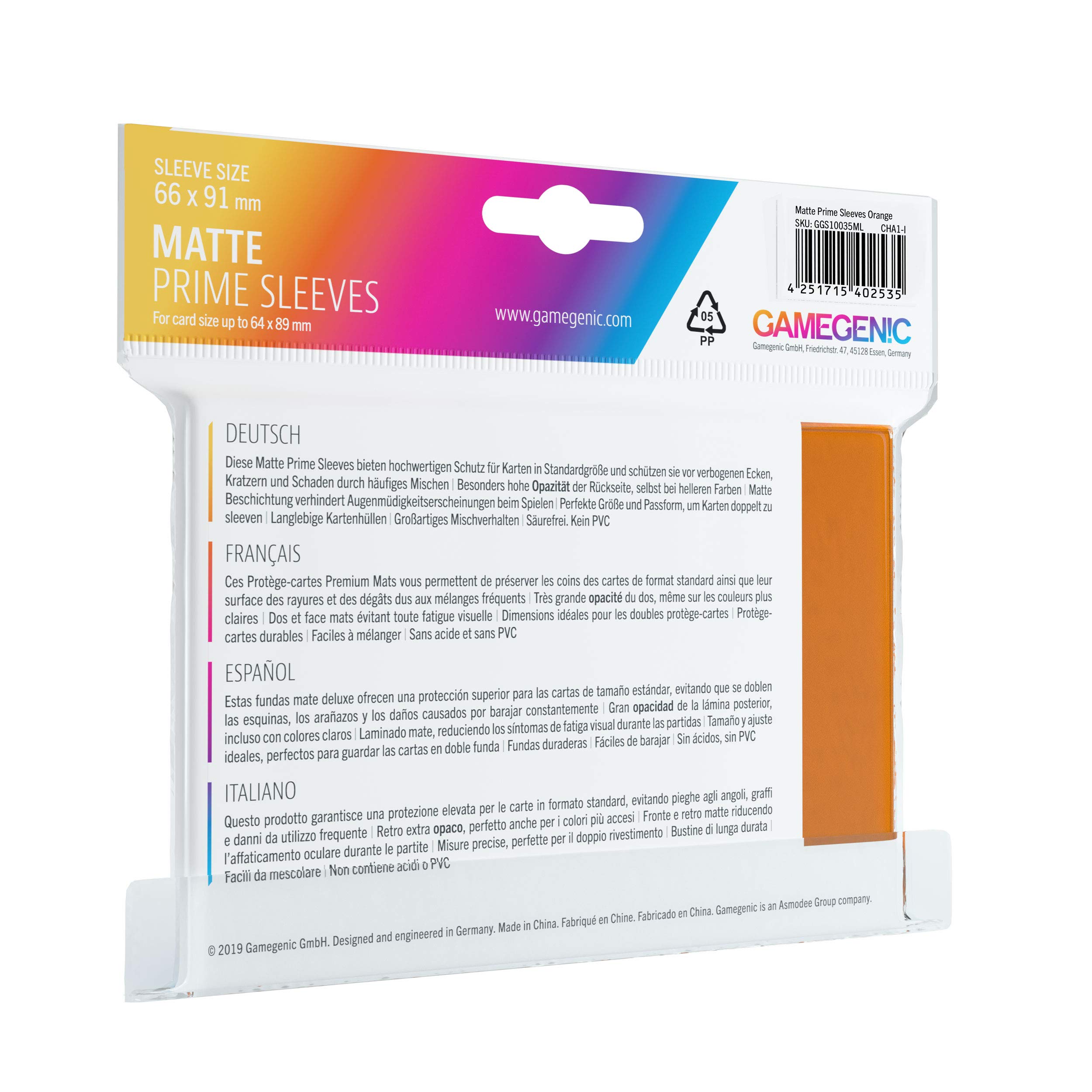 Amazon.com: Matte Prime Standard-Sized Card Sleeves | 100 Pack of 66 mm by  91 mm Card Sleeves | Premium Quality Card Game Holder | Use with TCG and  LCG Games | Orange
